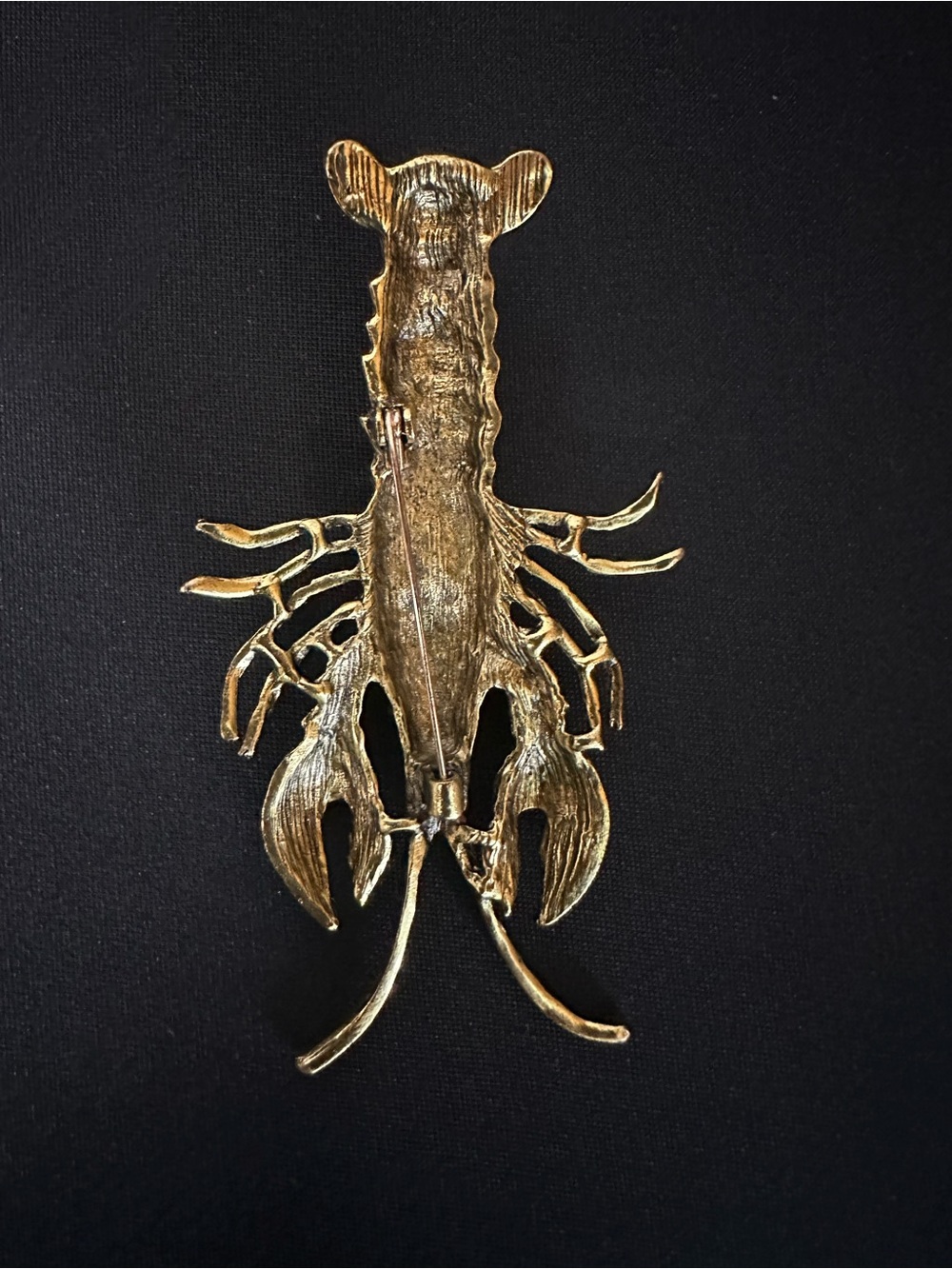 Gold-Tone Green Rhinestone Lobster Brooch - Picture 4 of 4